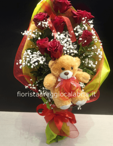 Rose con pelouche cm 10