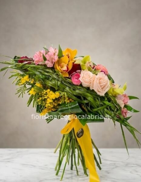 bouquet intreccio con mimose